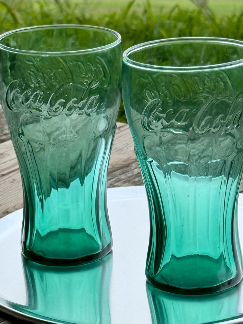 Coca Cola Green Embossed Glasses